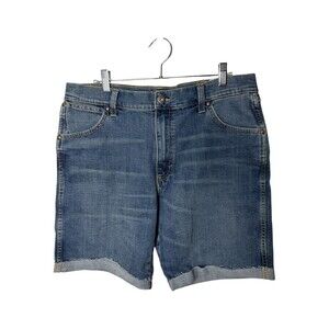 Wrangler Mens Blue Denim Regular Fit Cuffed Jean Shorts Size 36
